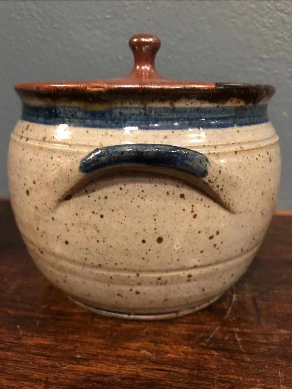 Harvey Pottery Stoneware Heart Motif Bean Pot Crock Signed 2/95 (1995)